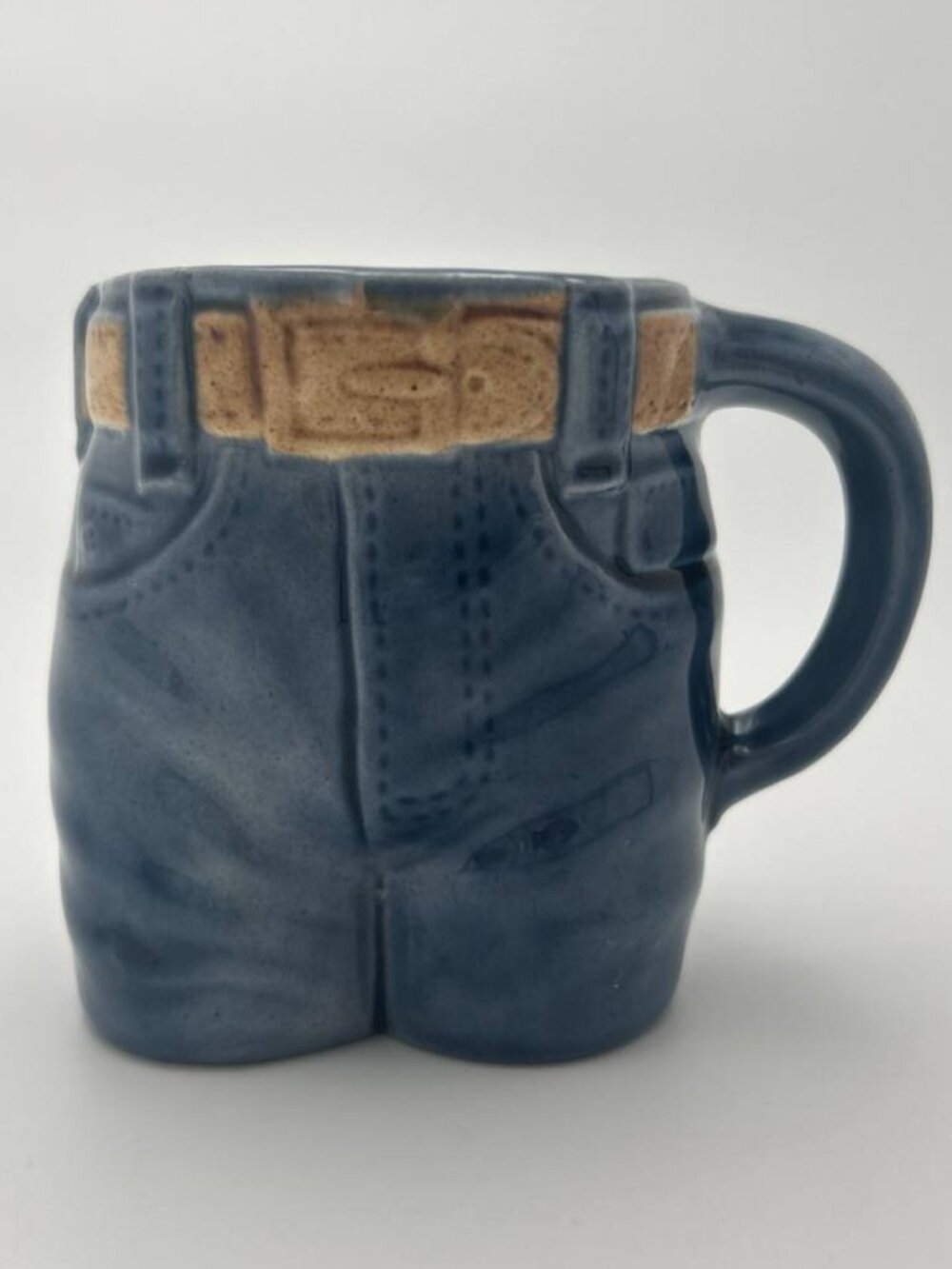 Vintage 1981 Ceramic Blue Denim Jeans "DA" Belt Coffee Mug